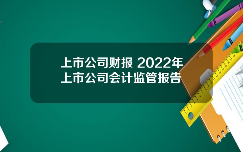 上市公司财报 2022年上市公司会计监管报告